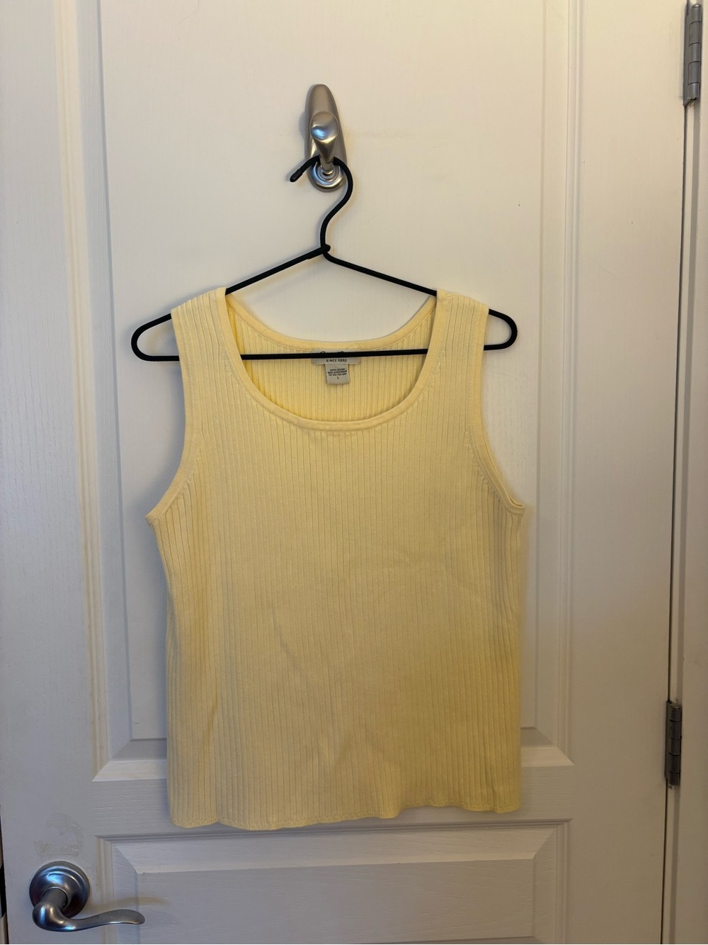 Eddie Bauer Ribbed Scoop Neck Tank - Light Yellow